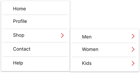 Image showing menus with primary and secondary navigation.